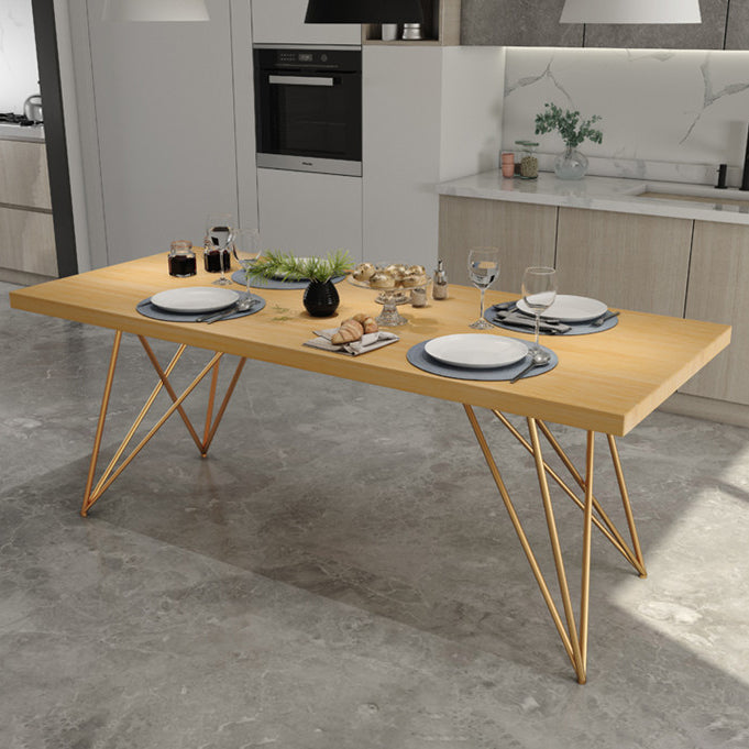 Traditional Luxury Rectangle Dining Room Table Pine Solid Wood Table with 4 Metal Legs Clearhalo ' dining_table' 'Dining Tables & Seating' 'Dining Tables' 'furn' 'furn_dining_table' 'Furniture' 'furniture_dining_table' 'Kitchen & Dining Furniture' 'kitchen&dining_furn' 'kitchen' 'kitchen_dining_table' 3902831
