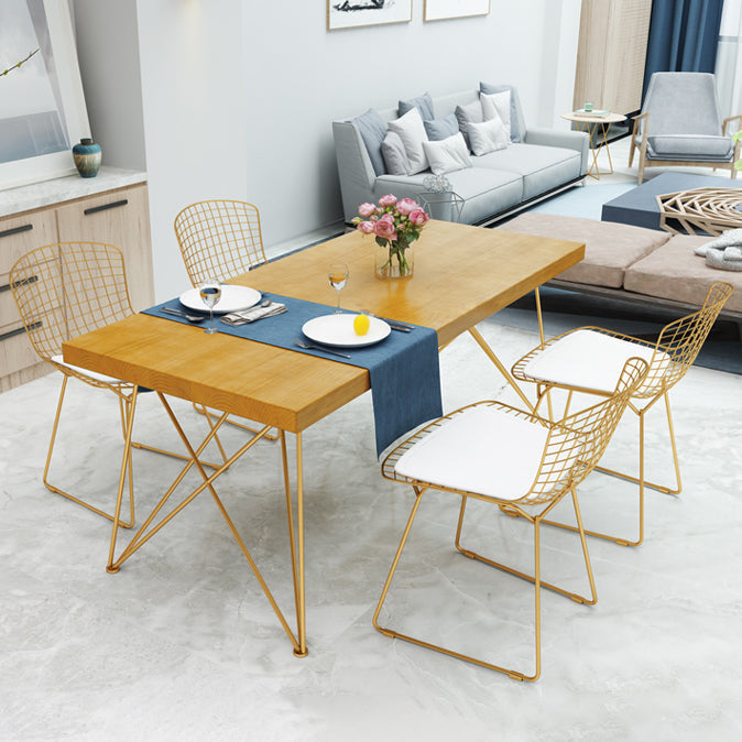 Traditional Luxury Rectangle Dining Room Table Pine Solid Wood Table with 4 Metal Legs Clearhalo ' dining_table' 'Dining Tables & Seating' 'Dining Tables' 'furn' 'furn_dining_table' 'Furniture' 'furniture_dining_table' 'Kitchen & Dining Furniture' 'kitchen&dining_furn' 'kitchen' 'kitchen_dining_table' 3902833