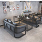 Industrial Dining Table Sintered Stone Table with Double Metal Pedestal for Dining Room Clearhalo ' dining_table' 'Dining Tables & Seating' 'Dining Tables' 'furn' 'furn_dining_table' 'Furniture' 'furniture_dining_table' 'Kitchen & Dining Furniture' 'kitchen&dining_furn' 'kitchen' 'kitchen_dining_table' 3902909