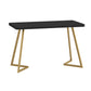 Industrial Dining Table Double Metal Pedestal Table with Black Tabletop for Dining Room Gold 47.2"L x 23.6"W x 29.5"H Without Chairs Clearhalo ' dining_table' 'Dining Tables & Seating' 'Dining Tables' 'furn' 'furn_dining_table' 'Furniture' 'furniture_dining_table' 'Kitchen & Dining Furniture' 'kitchen&dining_furn' 'kitchen' 'kitchen_dining_table' 3902941