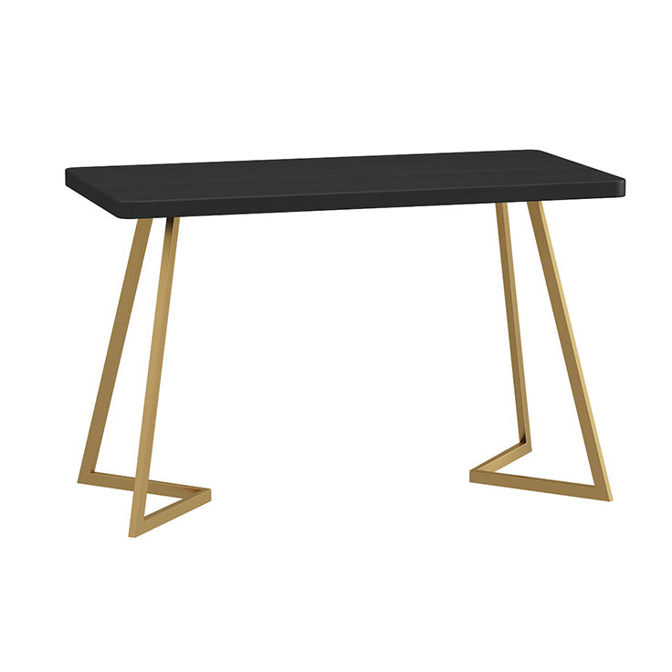 Industrial Dining Table Double Metal Pedestal Table with Black Tabletop for Dining Room Gold 47.2"L x 23.6"W x 29.5"H Without Chairs Clearhalo ' dining_table' 'Dining Tables & Seating' 'Dining Tables' 'furn' 'furn_dining_table' 'Furniture' 'furniture_dining_table' 'Kitchen & Dining Furniture' 'kitchen&dining_furn' 'kitchen' 'kitchen_dining_table' 3902941