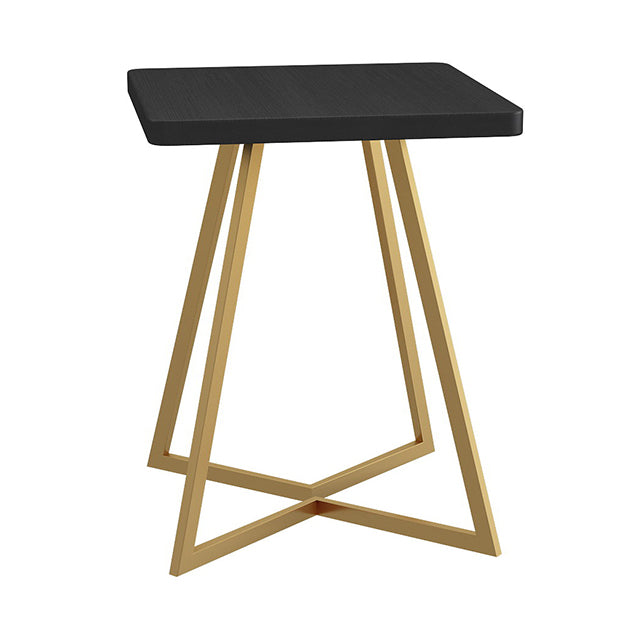 Industrial Dining Table Double Metal Pedestal Table with Black Tabletop for Dining Room Gold 23.6"L x 23.6"W x 29.5"H Without Chairs Clearhalo ' dining_table' 'Dining Tables & Seating' 'Dining Tables' 'furn' 'furn_dining_table' 'Furniture' 'furniture_dining_table' 'Kitchen & Dining Furniture' 'kitchen&dining_furn' 'kitchen' 'kitchen_dining_table' 3902942