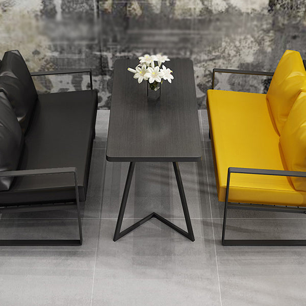 Industrial Dining Table Double Metal Pedestal Table with Black Tabletop for Dining Room Clearhalo ' dining_table' 'Dining Tables & Seating' 'Dining Tables' 'furn' 'furn_dining_table' 'Furniture' 'furniture_dining_table' 'Kitchen & Dining Furniture' 'kitchen&dining_furn' 'kitchen' 'kitchen_dining_table' 3902943