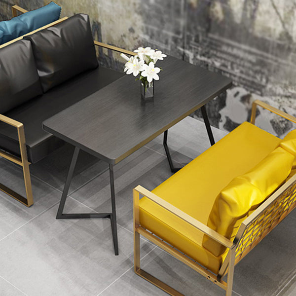 Industrial Dining Table Double Metal Pedestal Table with Black Tabletop for Dining Room Clearhalo ' dining_table' 'Dining Tables & Seating' 'Dining Tables' 'furn' 'furn_dining_table' 'Furniture' 'furniture_dining_table' 'Kitchen & Dining Furniture' 'kitchen&dining_furn' 'kitchen' 'kitchen_dining_table' 3902944
