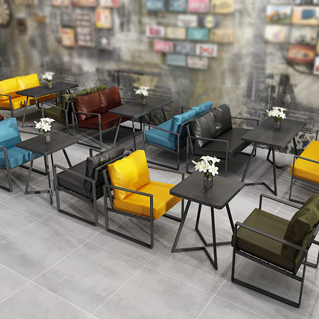 Industrial Dining Table Double Metal Pedestal Table with Black Tabletop for Dining Room Clearhalo ' dining_table' 'Dining Tables & Seating' 'Dining Tables' 'furn' 'furn_dining_table' 'Furniture' 'furniture_dining_table' 'Kitchen & Dining Furniture' 'kitchen&dining_furn' 'kitchen' 'kitchen_dining_table' 3902945