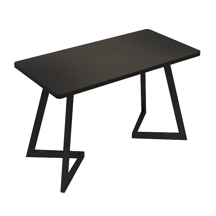 Industrial Dining Table Double Metal Pedestal Table with Black Tabletop for Dining Room Black 47.2"L x 23.6"W x 29.5"H Without Chairs Clearhalo ' dining_table' 'Dining Tables & Seating' 'Dining Tables' 'furn' 'furn_dining_table' 'Furniture' 'furniture_dining_table' 'Kitchen & Dining Furniture' 'kitchen&dining_furn' 'kitchen' 'kitchen_dining_table' 3902946