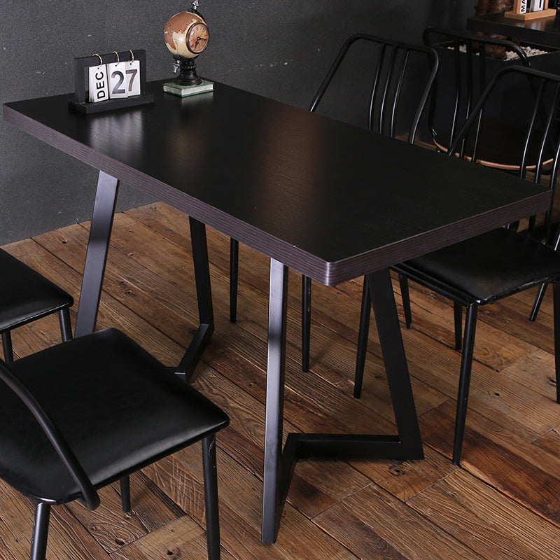 Industrial Dining Table Double Metal Pedestal Table with Black Tabletop for Dining Room Clearhalo ' dining_table' 'Dining Tables & Seating' 'Dining Tables' 'furn' 'furn_dining_table' 'Furniture' 'furniture_dining_table' 'Kitchen & Dining Furniture' 'kitchen&dining_furn' 'kitchen' 'kitchen_dining_table' 3902948