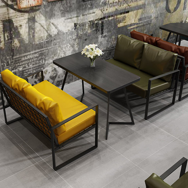 Industrial Dining Table Double Metal Pedestal Table with Black Tabletop for Dining Room Clearhalo ' dining_table' 'Dining Tables & Seating' 'Dining Tables' 'furn' 'furn_dining_table' 'Furniture' 'furniture_dining_table' 'Kitchen & Dining Furniture' 'kitchen&dining_furn' 'kitchen' 'kitchen_dining_table' 3902950