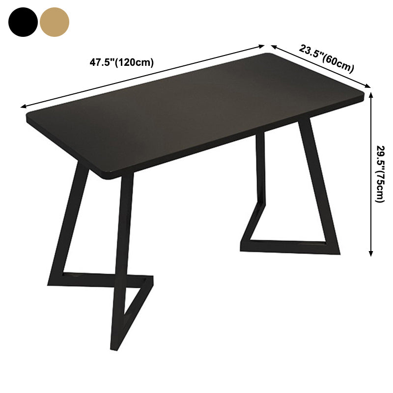 Industrial Dining Table Double Metal Pedestal Table with Black Tabletop for Dining Room Clearhalo ' dining_table' 'Dining Tables & Seating' 'Dining Tables' 'furn' 'furn_dining_table' 'Furniture' 'furniture_dining_table' 'Kitchen & Dining Furniture' 'kitchen&dining_furn' 'kitchen' 'kitchen_dining_table' 3902953