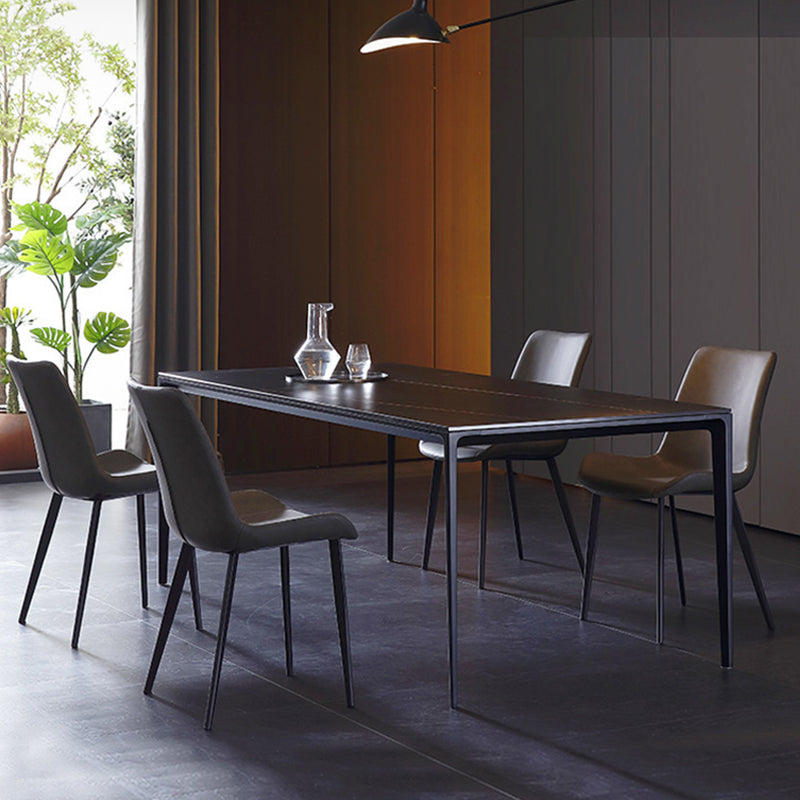 Simplicity Rectangle Dining Room Table Sintered Stone Table with 4 Black Legs Clearhalo ' dining_table' 'Dining Tables & Seating' 'Dining Tables' 'furn' 'furn_dining_table' 'Furniture' 'furniture_dining_table' 'Kitchen & Dining Furniture' 'kitchen&dining_furn' 'kitchen' 'kitchen_dining_table' 3902954