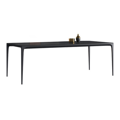 Simplicity Rectangle Dining Room Table Sintered Stone Table with 4 Black Legs Black Without Chairs Clearhalo ' dining_table' 'Dining Tables & Seating' 'Dining Tables' 'furn' 'furn_dining_table' 'Furniture' 'furniture_dining_table' 'Kitchen & Dining Furniture' 'kitchen&dining_furn' 'kitchen' 'kitchen_dining_table' 3902955