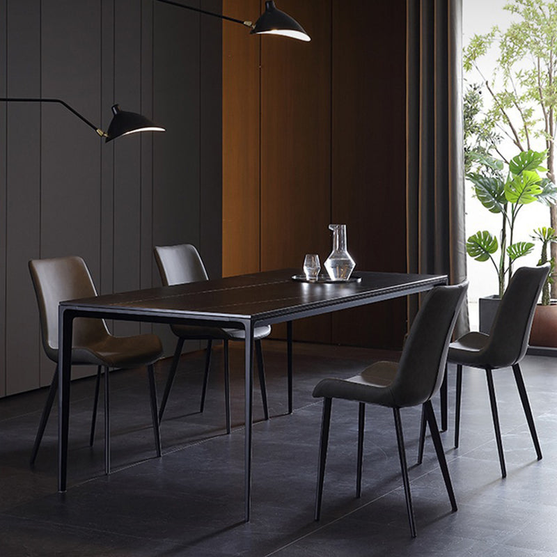 Simplicity Rectangle Dining Room Table Sintered Stone Table with 4 Black Legs Clearhalo ' dining_table' 'Dining Tables & Seating' 'Dining Tables' 'furn' 'furn_dining_table' 'Furniture' 'furniture_dining_table' 'Kitchen & Dining Furniture' 'kitchen&dining_furn' 'kitchen' 'kitchen_dining_table' 3902956