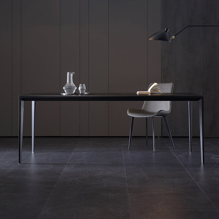 Simplicity Rectangle Dining Room Table Sintered Stone Table with 4 Black Legs Clearhalo ' dining_table' 'Dining Tables & Seating' 'Dining Tables' 'furn' 'furn_dining_table' 'Furniture' 'furniture_dining_table' 'Kitchen & Dining Furniture' 'kitchen&dining_furn' 'kitchen' 'kitchen_dining_table' 3902957