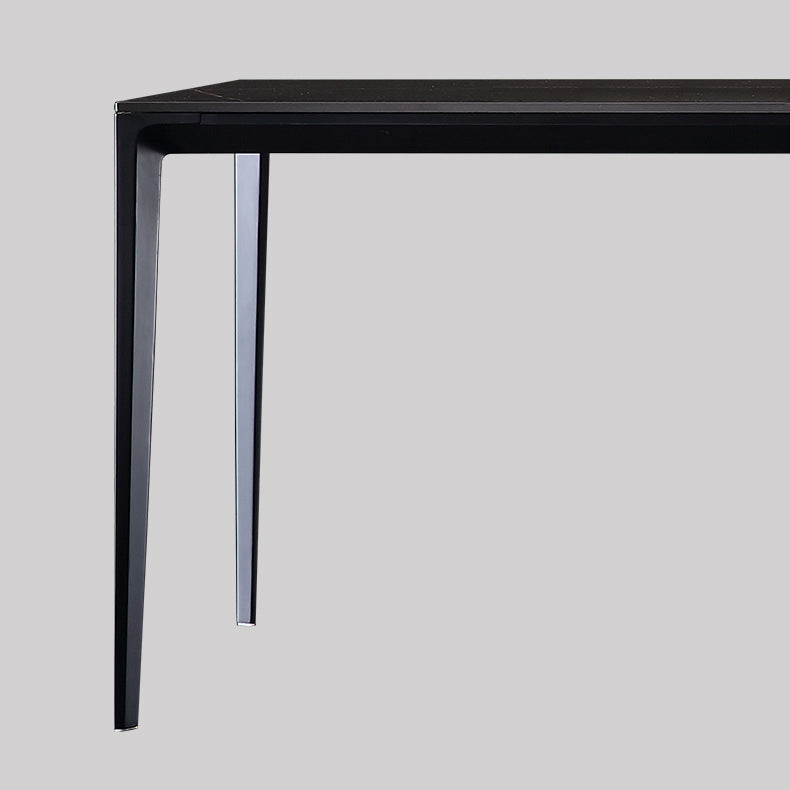 Simplicity Rectangle Dining Room Table Sintered Stone Table with 4 Black Legs Clearhalo ' dining_table' 'Dining Tables & Seating' 'Dining Tables' 'furn' 'furn_dining_table' 'Furniture' 'furniture_dining_table' 'Kitchen & Dining Furniture' 'kitchen&dining_furn' 'kitchen' 'kitchen_dining_table' 3902958