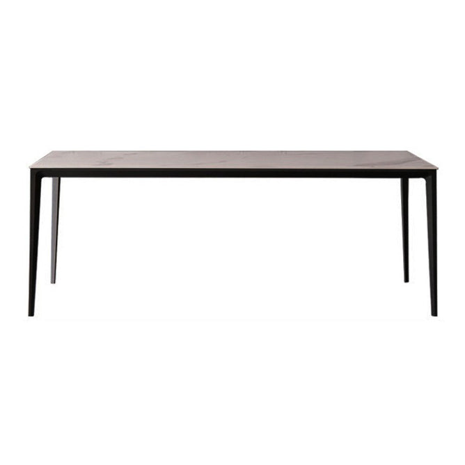 Simplicity Rectangle Dining Room Table Sintered Stone Table with 4 Black Legs White Without Chairs Clearhalo ' dining_table' 'Dining Tables & Seating' 'Dining Tables' 'furn' 'furn_dining_table' 'Furniture' 'furniture_dining_table' 'Kitchen & Dining Furniture' 'kitchen&dining_furn' 'kitchen' 'kitchen_dining_table' 3902959