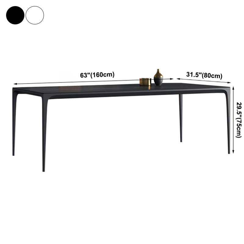Simplicity Rectangle Dining Room Table Sintered Stone Table with 4 Black Legs Clearhalo ' dining_table' 'Dining Tables & Seating' 'Dining Tables' 'furn' 'furn_dining_table' 'Furniture' 'furniture_dining_table' 'Kitchen & Dining Furniture' 'kitchen&dining_furn' 'kitchen' 'kitchen_dining_table' 3902966