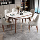 Extendable Round Dining Table Modern Adjustable Sintered Stone Top Table with Wooden 4 Legs Clearhalo ' dining_table' 'Dining Tables & Seating' 'Dining Tables' 'furn' 'furn_dining_table' 'Furniture' 'furniture_dining_table' 'Kitchen & Dining Furniture' 'kitchen&dining_furn' 'kitchen' 'kitchen_dining_table' 3902968