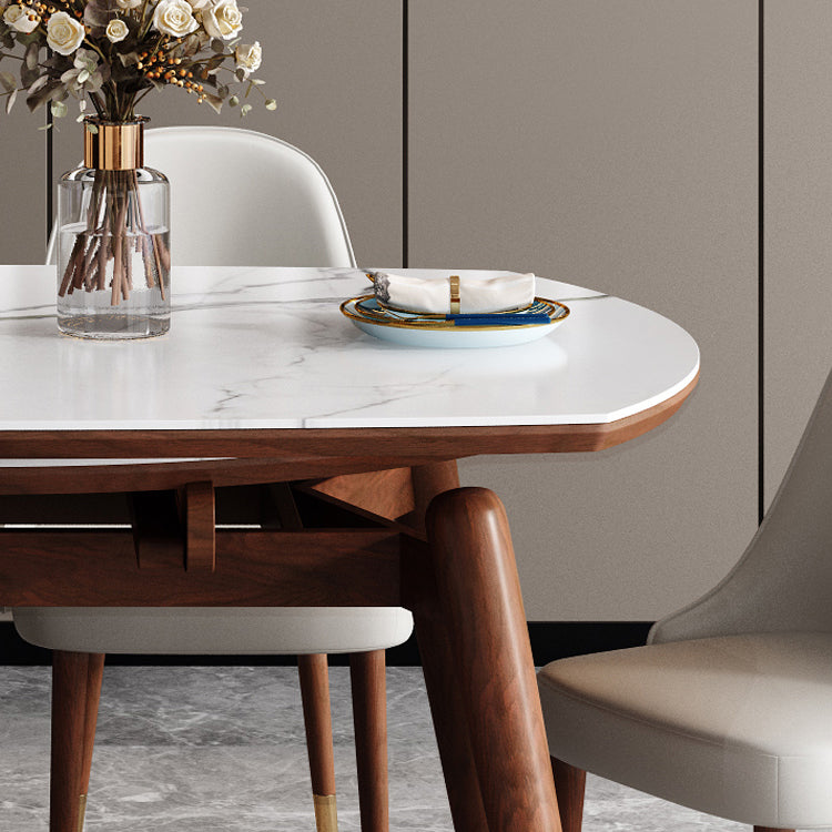 Extendable Round Dining Table Modern Adjustable Sintered Stone Top Table with Wooden 4 Legs Clearhalo ' dining_table' 'Dining Tables & Seating' 'Dining Tables' 'furn' 'furn_dining_table' 'Furniture' 'furniture_dining_table' 'Kitchen & Dining Furniture' 'kitchen&dining_furn' 'kitchen' 'kitchen_dining_table' 3902971