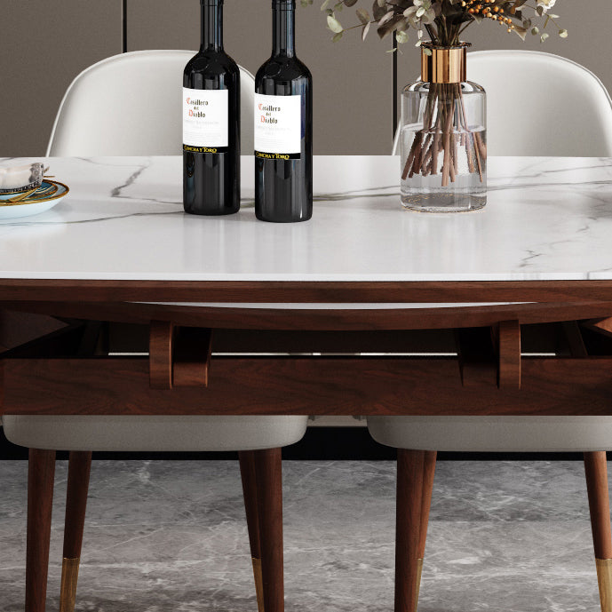 Extendable Round Dining Table Modern Adjustable Sintered Stone Top Table with Wooden 4 Legs Clearhalo ' dining_table' 'Dining Tables & Seating' 'Dining Tables' 'furn' 'furn_dining_table' 'Furniture' 'furniture_dining_table' 'Kitchen & Dining Furniture' 'kitchen&dining_furn' 'kitchen' 'kitchen_dining_table' 3902975