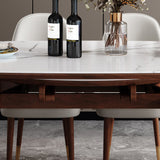 Extendable Round Dining Table Modern Adjustable Sintered Stone Top Table with Wooden 4 Legs Clearhalo ' dining_table' 'Dining Tables & Seating' 'Dining Tables' 'furn' 'furn_dining_table' 'Furniture' 'furniture_dining_table' 'Kitchen & Dining Furniture' 'kitchen&dining_furn' 'kitchen' 'kitchen_dining_table' 3902975