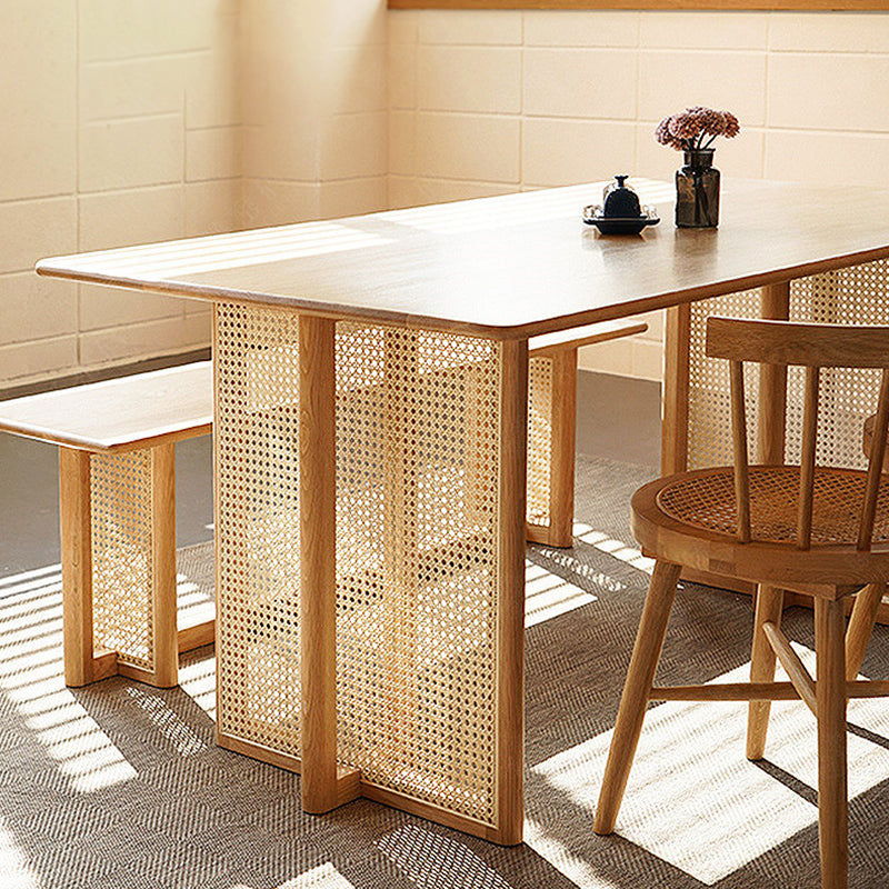 Contemporary Khaki Rectangle Dining Table Solid Wood Standard Dining Table for Kitchen Clearhalo ' dining_table' 'Dining Tables & Seating' 'Dining Tables' 'furn' 'furn_dining_table' 'Furniture' 'furniture_dining_table' 'Kitchen & Dining Furniture' 'kitchen&dining_furn' 'kitchen' 'kitchen_dining_table' 3902982