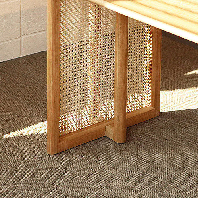 Contemporary Khaki Rectangle Dining Table Solid Wood Standard Dining Table for Kitchen Clearhalo ' dining_table' 'Dining Tables & Seating' 'Dining Tables' 'furn' 'furn_dining_table' 'Furniture' 'furniture_dining_table' 'Kitchen & Dining Furniture' 'kitchen&dining_furn' 'kitchen' 'kitchen_dining_table' 3902985