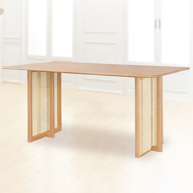Contemporary Khaki Rectangle Dining Table Solid Wood Standard Dining Table for Kitchen Clearhalo ' dining_table' 'Dining Tables & Seating' 'Dining Tables' 'furn' 'furn_dining_table' 'Furniture' 'furniture_dining_table' 'Kitchen & Dining Furniture' 'kitchen&dining_furn' 'kitchen' 'kitchen_dining_table' 3902989