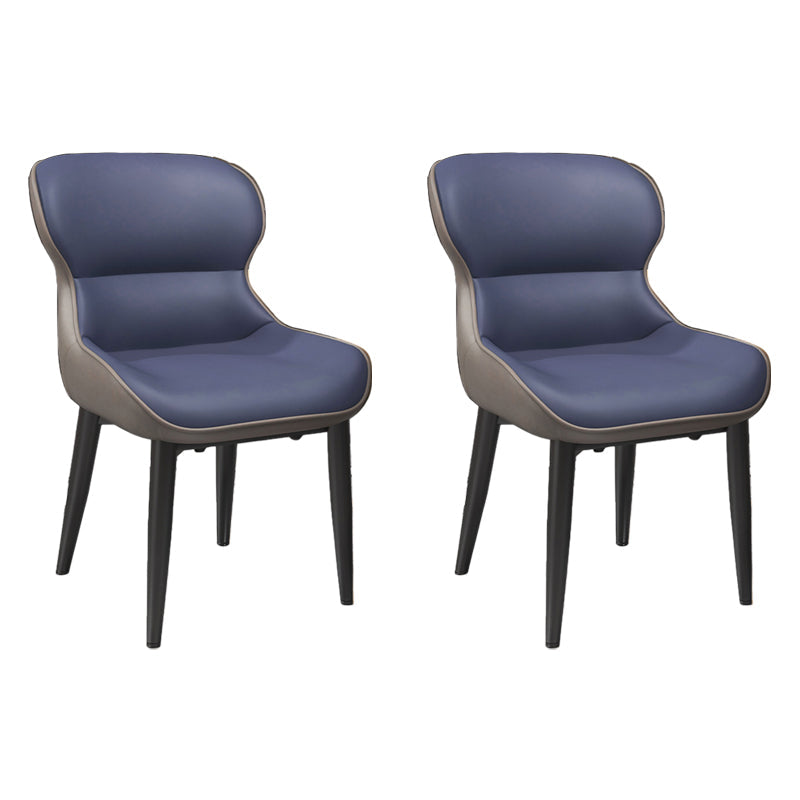 Contemporary Style Dining Room Chairs Dining Wingback Arm Chairs with Metal Legs Gray-Blue 2 Piece Set Clearhalo ' kitchen&dining_furn' 'Dining Chairs' 'Dining Tables & Seating' 'dining_chair' 'furn' 'furn_dining_chair' 'Furniture' 'furniture_dining_chair' 'Kitchen & Dining Furniture' 'kitchen' 3909050