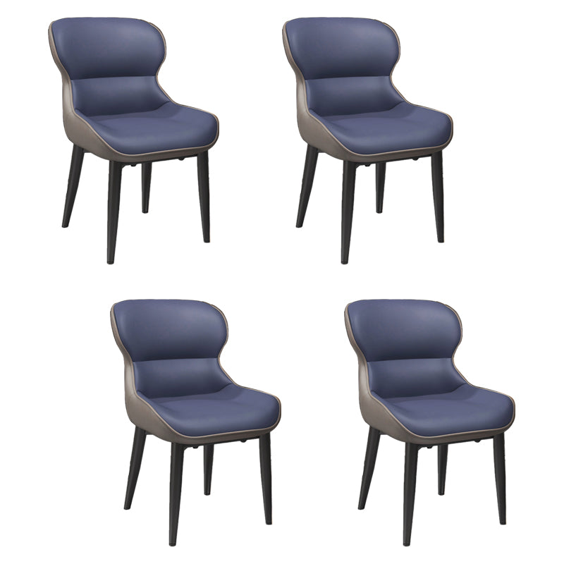 Contemporary Style Dining Room Chairs Dining Wingback Arm Chairs with Metal Legs Gray-Blue 4 Piece Set Clearhalo ' kitchen&dining_furn' 'Dining Chairs' 'Dining Tables & Seating' 'dining_chair' 'furn' 'furn_dining_chair' 'Furniture' 'furniture_dining_chair' 'Kitchen & Dining Furniture' 'kitchen' 3909052