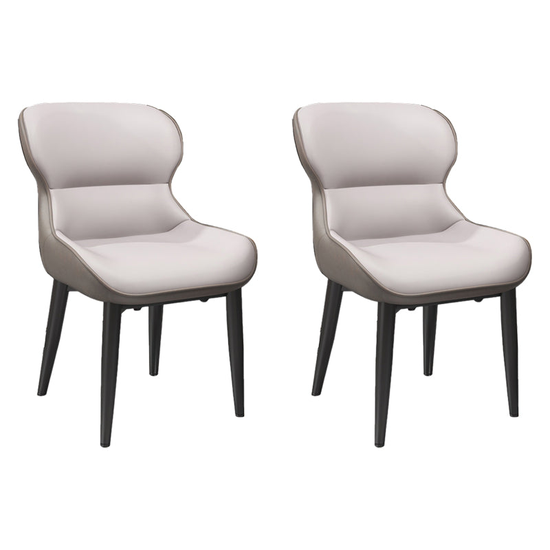 Contemporary Style Dining Room Chairs Dining Wingback Arm Chairs with Metal Legs Light Gray 2 Piece Set Clearhalo ' kitchen&dining_furn' 'Dining Chairs' 'Dining Tables & Seating' 'dining_chair' 'furn' 'furn_dining_chair' 'Furniture' 'furniture_dining_chair' 'Kitchen & Dining Furniture' 'kitchen' 3909054