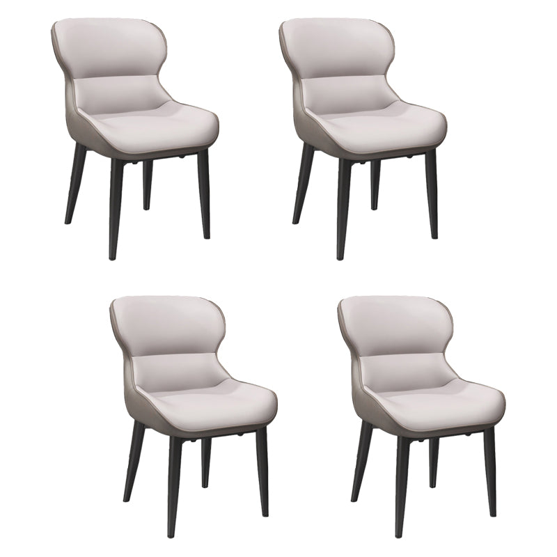 Contemporary Style Dining Room Chairs Dining Wingback Arm Chairs with Metal Legs Light Gray 4 Piece Set Clearhalo ' kitchen&dining_furn' 'Dining Chairs' 'Dining Tables & Seating' 'dining_chair' 'furn' 'furn_dining_chair' 'Furniture' 'furniture_dining_chair' 'Kitchen & Dining Furniture' 'kitchen' 3909055