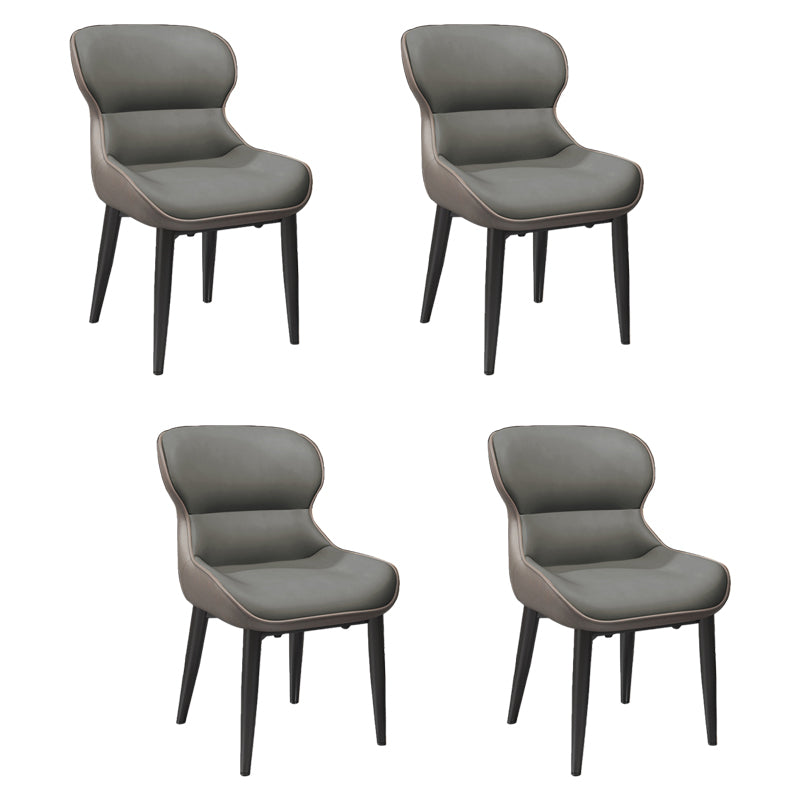 Contemporary Style Dining Room Chairs Dining Wingback Arm Chairs with Metal Legs Dark Gray 4 Piece Set Clearhalo ' kitchen&dining_furn' 'Dining Chairs' 'Dining Tables & Seating' 'dining_chair' 'furn' 'furn_dining_chair' 'Furniture' 'furniture_dining_chair' 'Kitchen & Dining Furniture' 'kitchen' 3909058