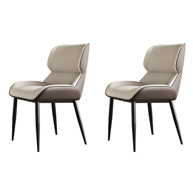 Scandinavian Style Leather Dining Chairs Wingback Arm Dining Side Chairs for Home Use Light Gray 2 Piece Set Clearhalo ' kitchen&dining_furn' 'Dining Chairs' 'Dining Tables & Seating' 'dining_chair' 'furn' 'furn_dining_chair' 'Furniture' 'furniture_dining_chair' 'Kitchen & Dining Furniture' 'kitchen' 3909062