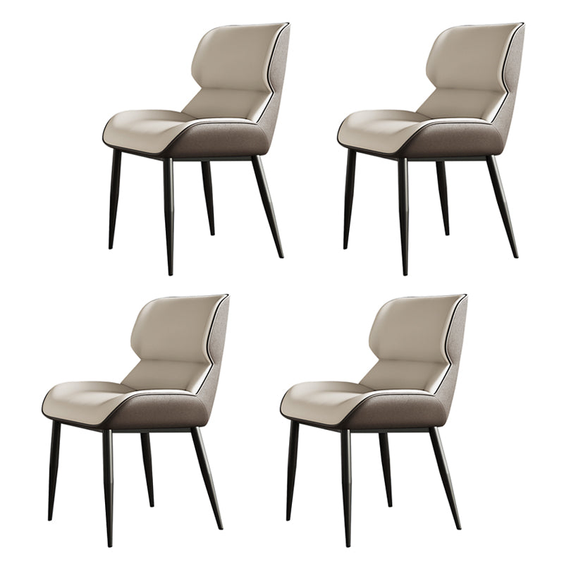 Scandinavian Style Leather Dining Chairs Wingback Arm Dining Side Chairs for Home Use Light Gray 4 Piece Set Clearhalo ' kitchen&dining_furn' 'Dining Chairs' 'Dining Tables & Seating' 'dining_chair' 'furn' 'furn_dining_chair' 'Furniture' 'furniture_dining_chair' 'Kitchen & Dining Furniture' 'kitchen' 3909065