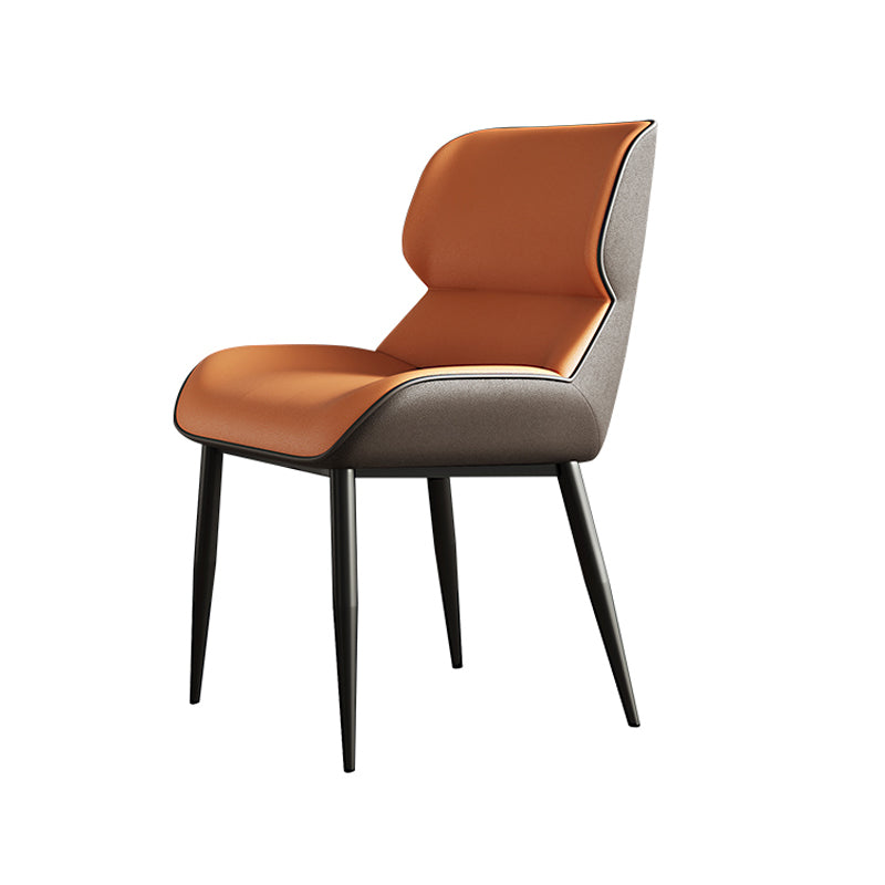 Scandinavian Style Leather Dining Chairs Wingback Arm Dining Side Chairs for Home Use Orange 1 Piece Clearhalo ' kitchen&dining_furn' 'Dining Chairs' 'Dining Tables & Seating' 'dining_chair' 'furn' 'furn_dining_chair' 'Furniture' 'furniture_dining_chair' 'Kitchen & Dining Furniture' 'kitchen' 3909066