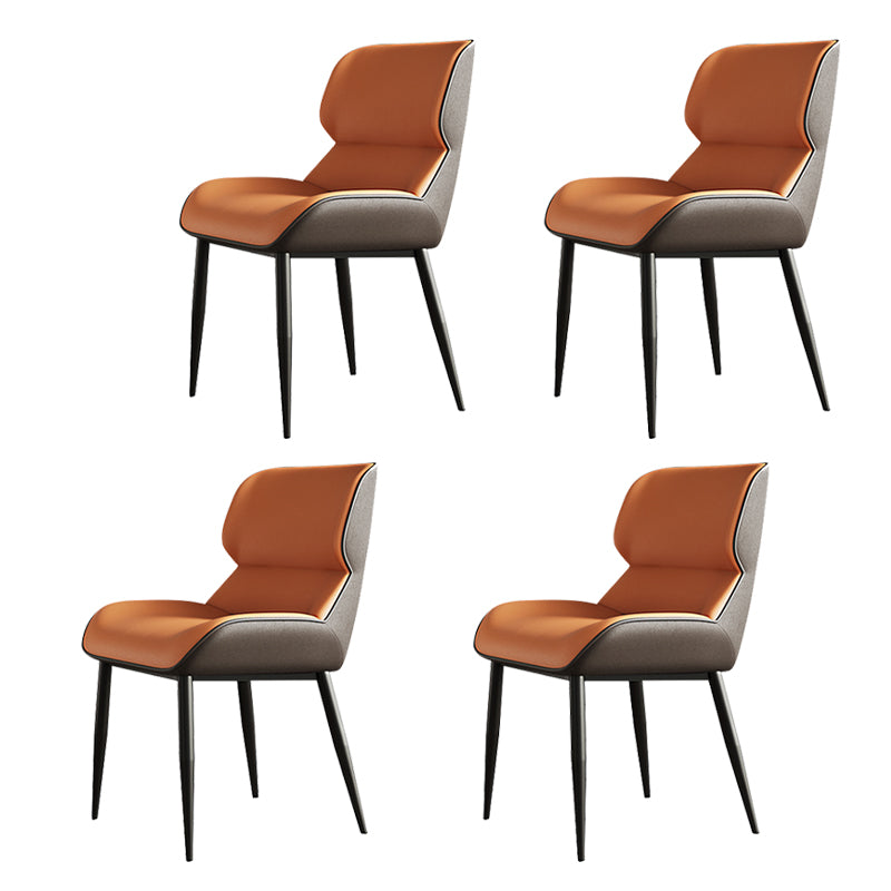 Scandinavian Style Leather Dining Chairs Wingback Arm Dining Side Chairs for Home Use Orange 4 Piece Set Clearhalo ' kitchen&dining_furn' 'Dining Chairs' 'Dining Tables & Seating' 'dining_chair' 'furn' 'furn_dining_chair' 'Furniture' 'furniture_dining_chair' 'Kitchen & Dining Furniture' 'kitchen' 3909071