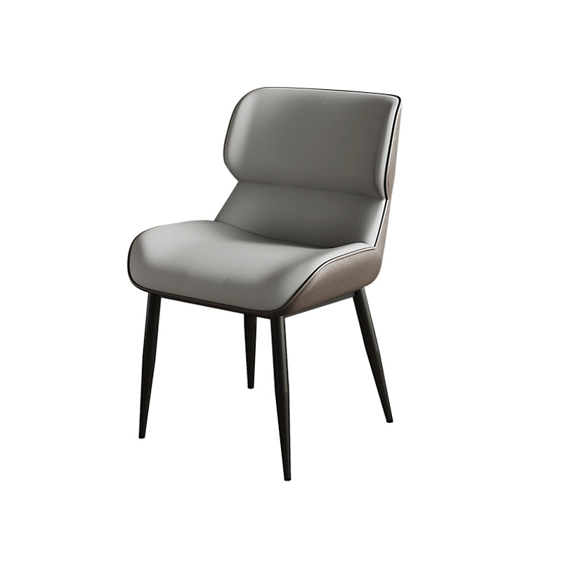Scandinavian Style Leather Dining Chairs Wingback Arm Dining Side Chairs for Home Use Dark Gray 1 Piece Clearhalo ' kitchen&dining_furn' 'Dining Chairs' 'Dining Tables & Seating' 'dining_chair' 'furn' 'furn_dining_chair' 'Furniture' 'furniture_dining_chair' 'Kitchen & Dining Furniture' 'kitchen' 3909072