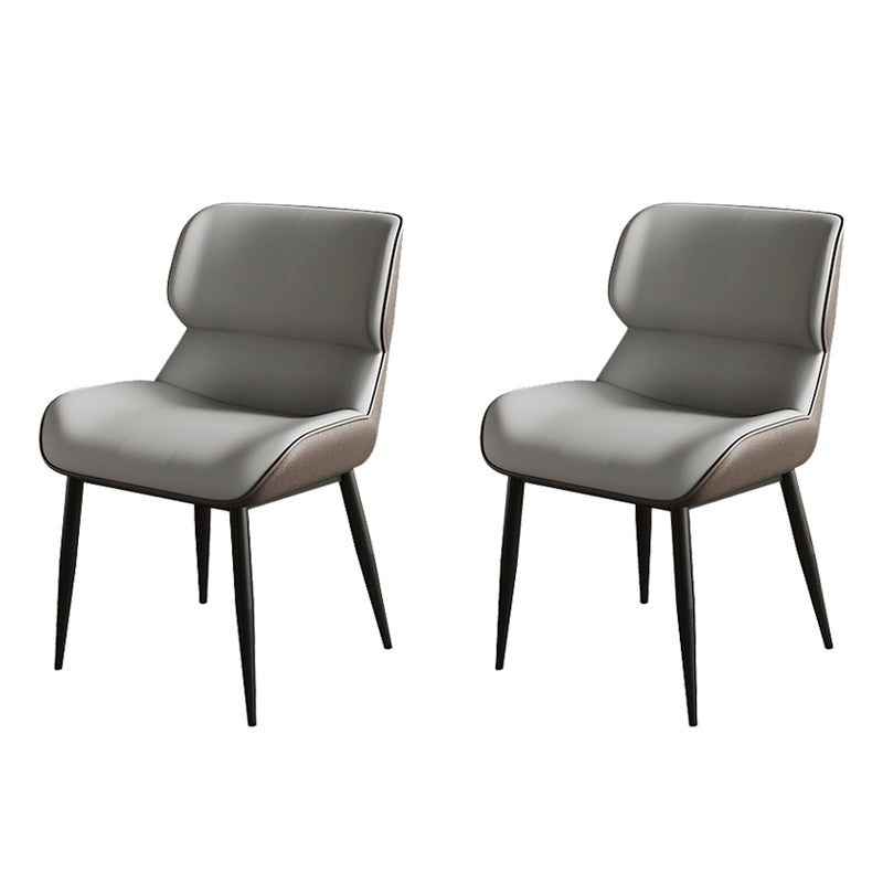 Scandinavian Style Leather Dining Chairs Wingback Arm Dining Side Chairs for Home Use Dark Gray 2 Piece Set Clearhalo ' kitchen&dining_furn' 'Dining Chairs' 'Dining Tables & Seating' 'dining_chair' 'furn' 'furn_dining_chair' 'Furniture' 'furniture_dining_chair' 'Kitchen & Dining Furniture' 'kitchen' 3909074