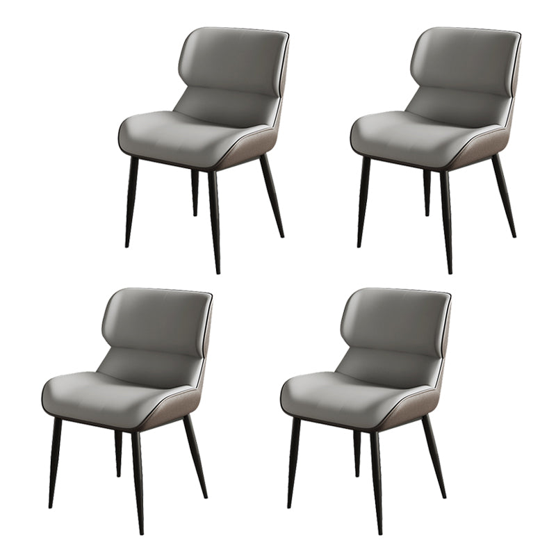 Scandinavian Style Leather Dining Chairs Wingback Arm Dining Side Chairs for Home Use Dark Gray 4 Piece Set Clearhalo ' kitchen&dining_furn' 'Dining Chairs' 'Dining Tables & Seating' 'dining_chair' 'furn' 'furn_dining_chair' 'Furniture' 'furniture_dining_chair' 'Kitchen & Dining Furniture' 'kitchen' 3909076