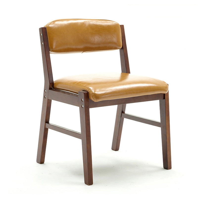 Country Style Armless Dining Chairs Open Back Upholstered Dining Side Chairs Yellow 1 Piece Walnut Clearhalo ' kitchen&dining_furn' 'Dining Chairs' 'Dining Tables & Seating' 'dining_chair' 'furn' 'furn_dining_chair' 'Furniture' 'furniture_dining_chair' 'Kitchen & Dining Furniture' 'kitchen' 3909080