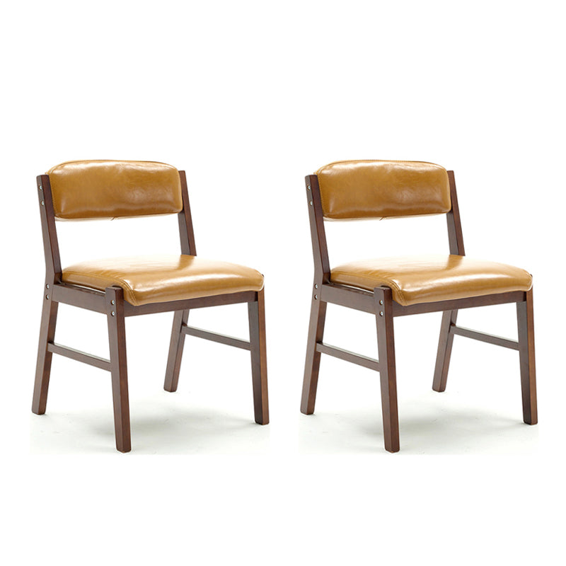 Country Style Armless Dining Chairs Open Back Upholstered Dining Side Chairs Yellow 2 Piece Set Walnut Clearhalo ' kitchen&dining_furn' 'Dining Chairs' 'Dining Tables & Seating' 'dining_chair' 'furn' 'furn_dining_chair' 'Furniture' 'furniture_dining_chair' 'Kitchen & Dining Furniture' 'kitchen' 3909081