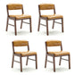 Country Style Armless Dining Chairs Open Back Upholstered Dining Side Chairs Yellow 4 Piece Set Walnut Clearhalo ' kitchen&dining_furn' 'Dining Chairs' 'Dining Tables & Seating' 'dining_chair' 'furn' 'furn_dining_chair' 'Furniture' 'furniture_dining_chair' 'Kitchen & Dining Furniture' 'kitchen' 3909083