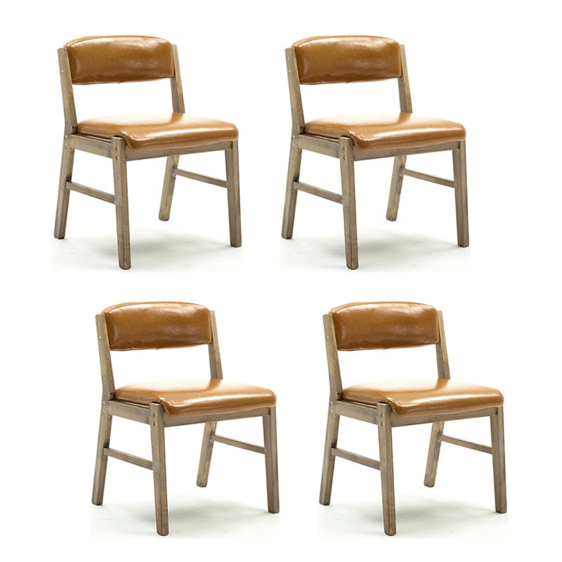 Country Style Armless Dining Chairs Open Back Upholstered Dining Side Chairs Yellow 4 Piece Set Natural Wood Clearhalo ' kitchen&dining_furn' 'Dining Chairs' 'Dining Tables & Seating' 'dining_chair' 'furn' 'furn_dining_chair' 'Furniture' 'furniture_dining_chair' 'Kitchen & Dining Furniture' 'kitchen' 3909089