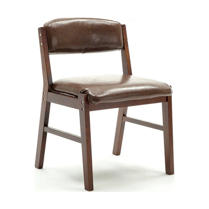 Country Style Armless Dining Chairs Open Back Upholstered Dining Side Chairs Brown 1 Piece Walnut Clearhalo ' kitchen&dining_furn' 'Dining Chairs' 'Dining Tables & Seating' 'dining_chair' 'furn' 'furn_dining_chair' 'Furniture' 'furniture_dining_chair' 'Kitchen & Dining Furniture' 'kitchen' 3909103
