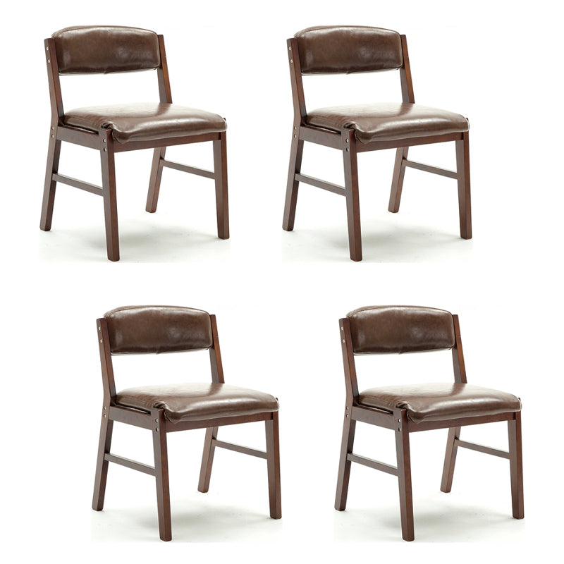 Country Style Armless Dining Chairs Open Back Upholstered Dining Side Chairs Brown 4 Piece Set Walnut Clearhalo ' kitchen&dining_furn' 'Dining Chairs' 'Dining Tables & Seating' 'dining_chair' 'furn' 'furn_dining_chair' 'Furniture' 'furniture_dining_chair' 'Kitchen & Dining Furniture' 'kitchen' 3909105
