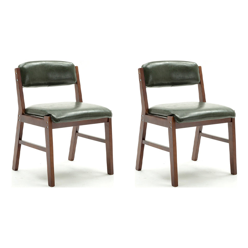 Country Style Armless Dining Chairs Open Back Upholstered Dining Side Chairs Blackish Green 2 Piece Set Walnut Clearhalo ' kitchen&dining_furn' 'Dining Chairs' 'Dining Tables & Seating' 'dining_chair' 'furn' 'furn_dining_chair' 'Furniture' 'furniture_dining_chair' 'Kitchen & Dining Furniture' 'kitchen' 3909110