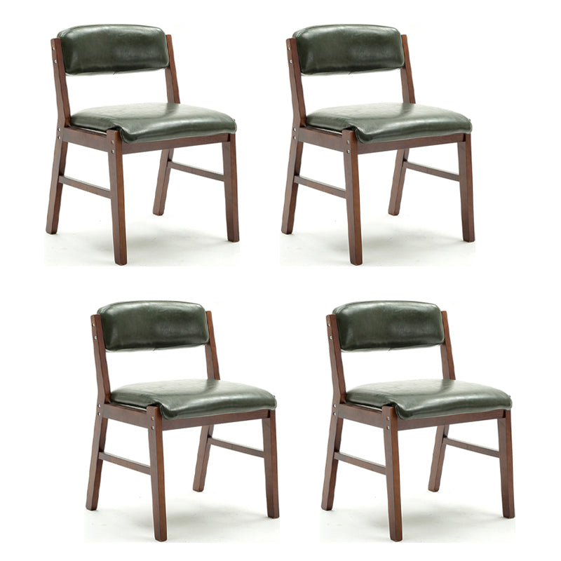 Country Style Armless Dining Chairs Open Back Upholstered Dining Side Chairs Blackish Green 4 Piece Set Walnut Clearhalo ' kitchen&dining_furn' 'Dining Chairs' 'Dining Tables & Seating' 'dining_chair' 'furn' 'furn_dining_chair' 'Furniture' 'furniture_dining_chair' 'Kitchen & Dining Furniture' 'kitchen' 3909111