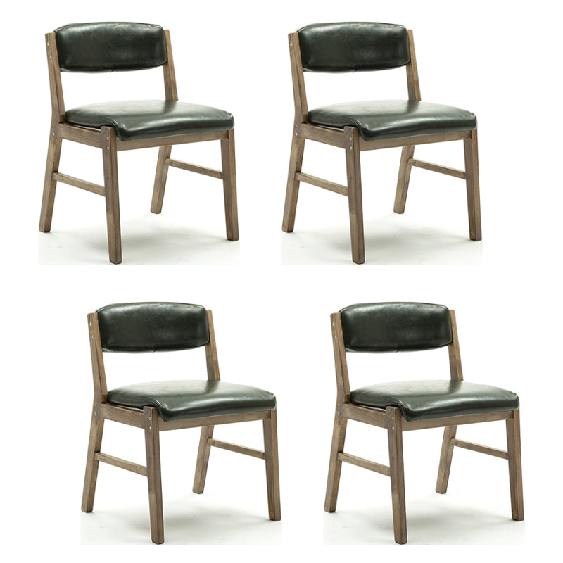 Country Style Armless Dining Chairs Open Back Upholstered Dining Side Chairs Blackish Green 4 Piece Set Natural Wood Clearhalo ' kitchen&dining_furn' 'Dining Chairs' 'Dining Tables & Seating' 'dining_chair' 'furn' 'furn_dining_chair' 'Furniture' 'furniture_dining_chair' 'Kitchen & Dining Furniture' 'kitchen' 3909114