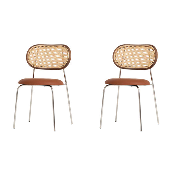 Contemporary Style Metal Chairs Set Open Back Side Dining Room Kitchen Chair Dark Brown 2 Piece Set Clearhalo ' kitchen&dining_furn' 'Dining Chairs' 'Dining Tables & Seating' 'dining_chair' 'furn' 'furn_dining_chair' 'Furniture' 'furniture_dining_chair' 'Kitchen & Dining Furniture' 'kitchen' 3909117