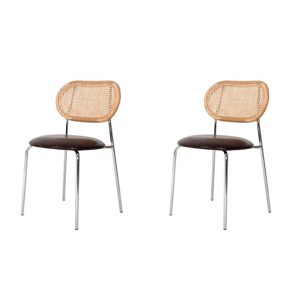 Contemporary Style Metal Chairs Set Open Back Side Dining Room Kitchen Chair Light Tan 2 Piece Set Clearhalo ' kitchen&dining_furn' 'Dining Chairs' 'Dining Tables & Seating' 'dining_chair' 'furn' 'furn_dining_chair' 'Furniture' 'furniture_dining_chair' 'Kitchen & Dining Furniture' 'kitchen' 3909121
